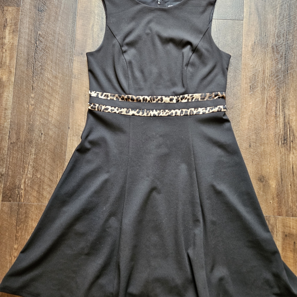 Liz Claiborne Black Mini Dress with Animal Print Accents